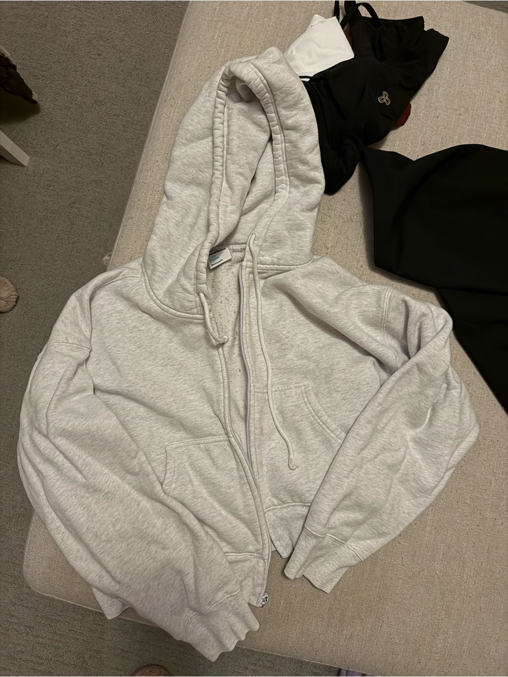 Aritzia Light Gray Zip-Up Hoodie